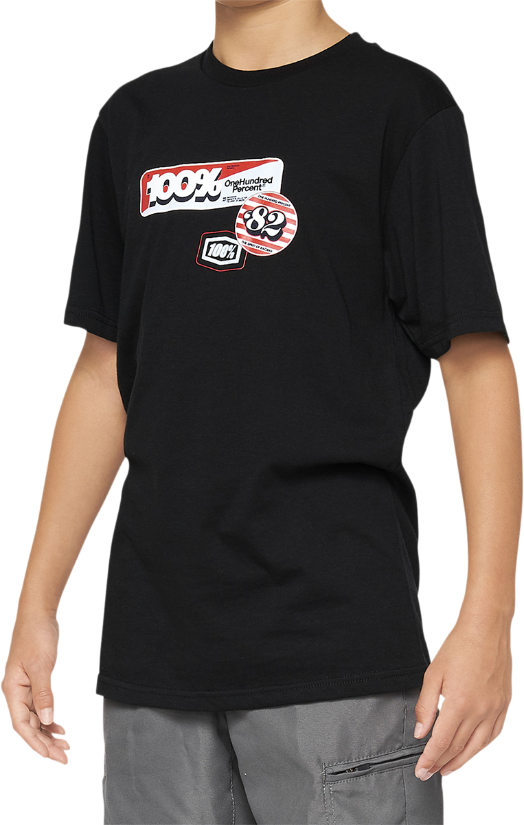 100% Youth Stamps T-Shirt - Black - Small 34021-001-04
