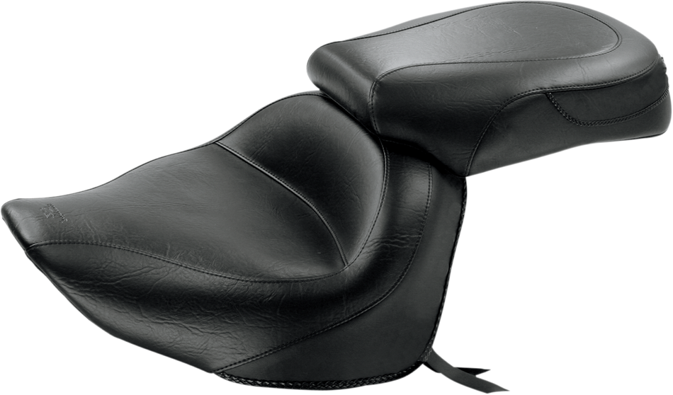 MUSTANG Seat - Vintage - Wide - Touring - Without Driver Backrest - Two-Piece - Smooth - Black - Raider 76261
