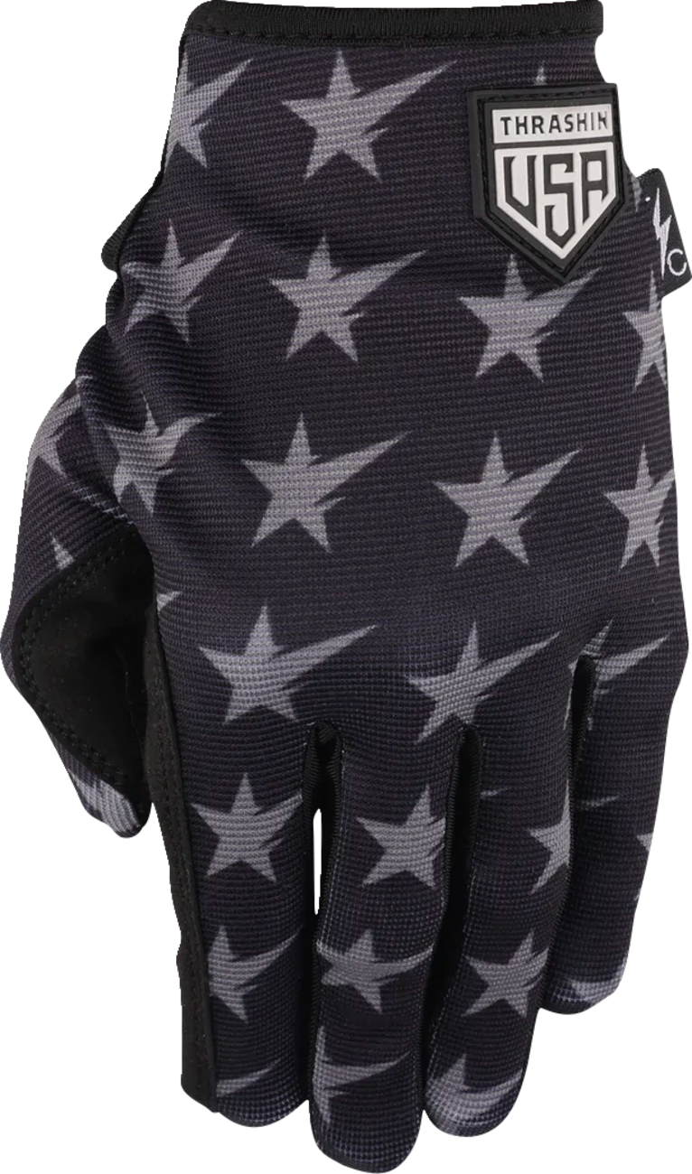 THRASHIN SUPPLY CO. Stars & Bolts Stealth Gloves - Black/Gray - Large SV1-13-10