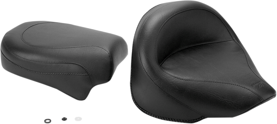 MUSTANG Seat - Vintage - Wide - Touring - Without Driver Backrest - Two-Piece - Smooth - Black - XVS 75279