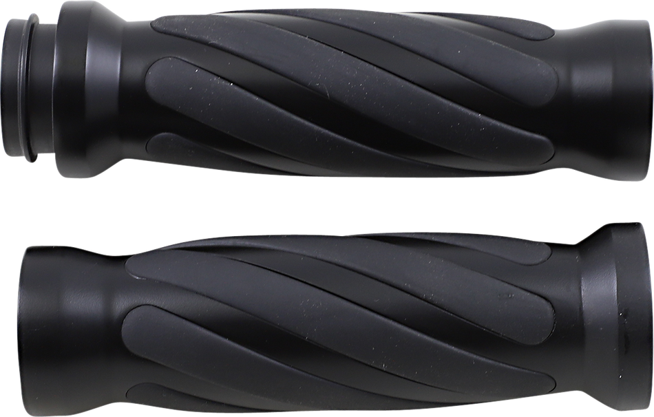 DRAG SPECIALTIES Grips - Twisted - TBW - Matte Black 17-0543MBT