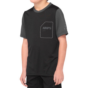 100% Youth Ridecamp Jersey - Short-Sleeve - Black/Charcoal - XL 40031-00003