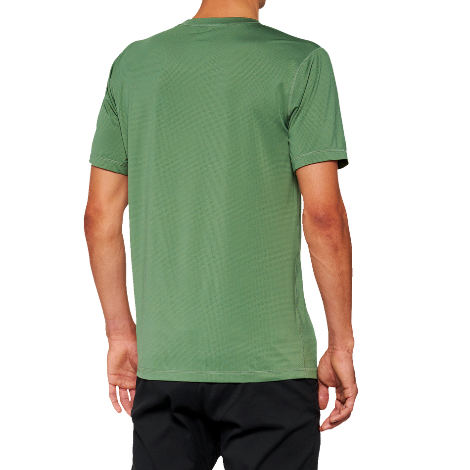 100% Mission Athletic T-Shirt - Olive - Small 20014-00015