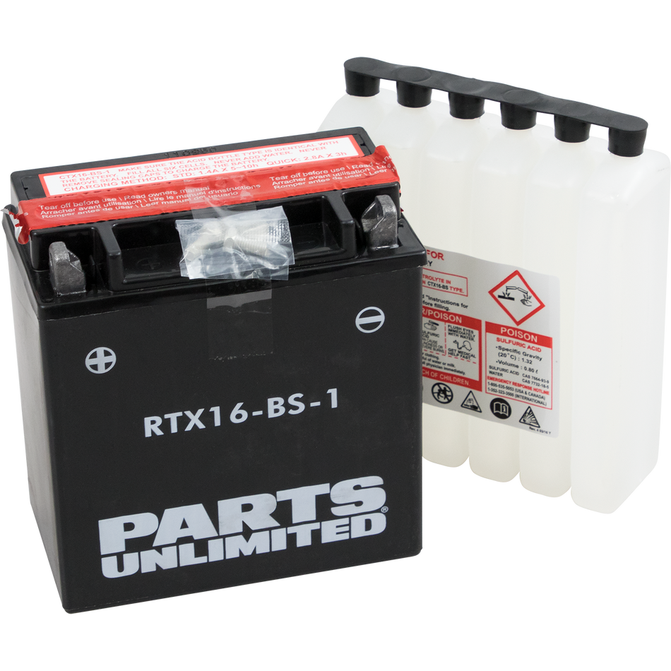 Parts Unlimited Agm Battery - Ytx16-Bs-1 .8 L Ctx16-Bs-1