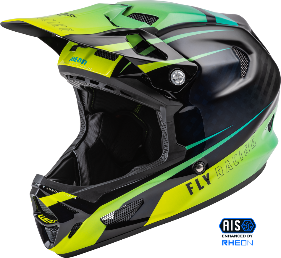 FLY RACING Youth Werx-R Carbon Helmet Hi-Vis/Teal Carbon Yl 73-9223YL