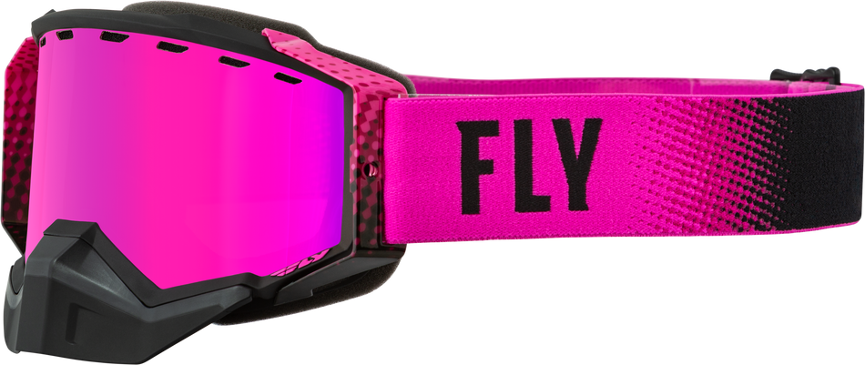 FLY RACING Zone Snow Goggle Black/Pink W/ Pink Mirror/Pink Lens 37-50265
