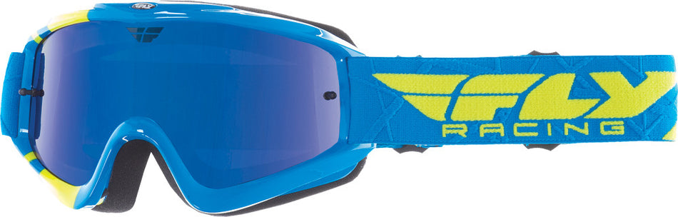 FLY RACING Zone Youth Goggle Blue/Hi-Vis W/ Blue Chrome/Smoke Lens 37-3029