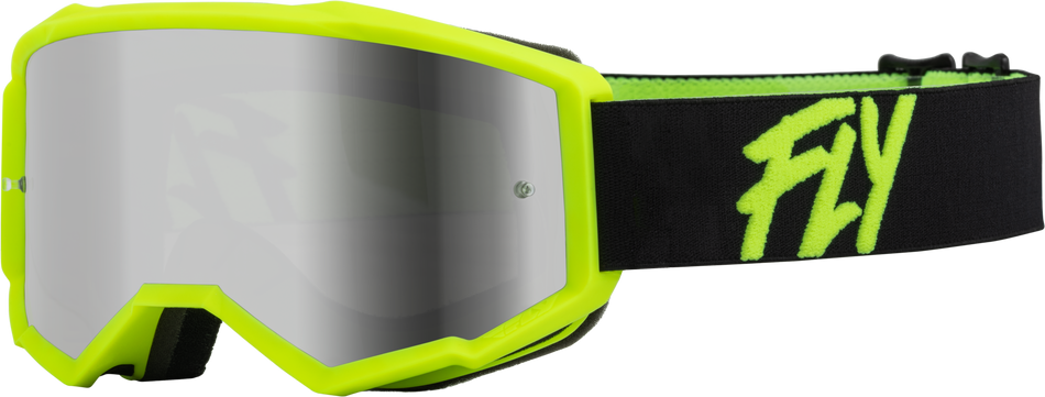 FLY RACING Youth Zone Goggle Black/Hi-Vis W/ Silver Mirror/Smoke Lens 37-51720