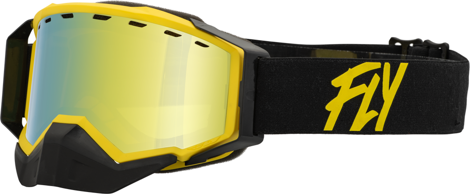FLY RACING Zone Snow Goggle Black/Yellow W/ Gold Mirror/Yellow Lens 37-50271