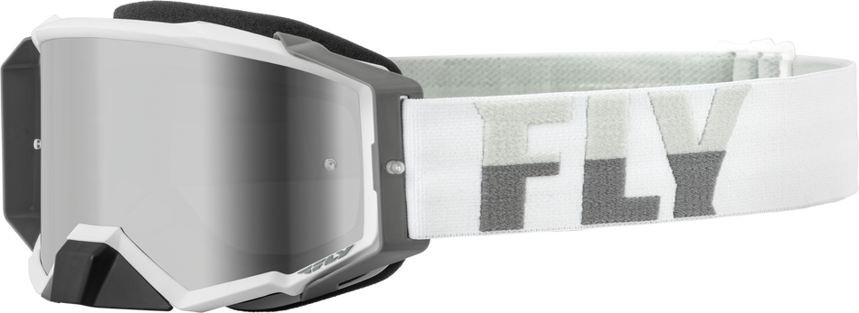FLY RACING Zone Pro Goggle White/Grey W/ Silver Mirror/Smoke Lens 37-51896