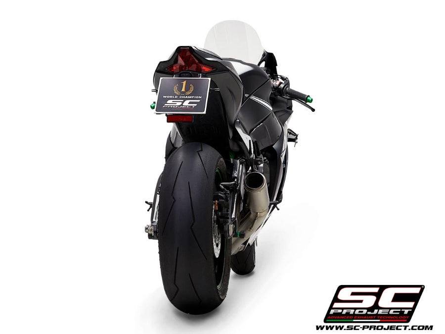 SC-Project CR-T titanium exhaust, with de-cat link pipe Ninja ZX-10R /RR 2016-2020  K22-DET36T