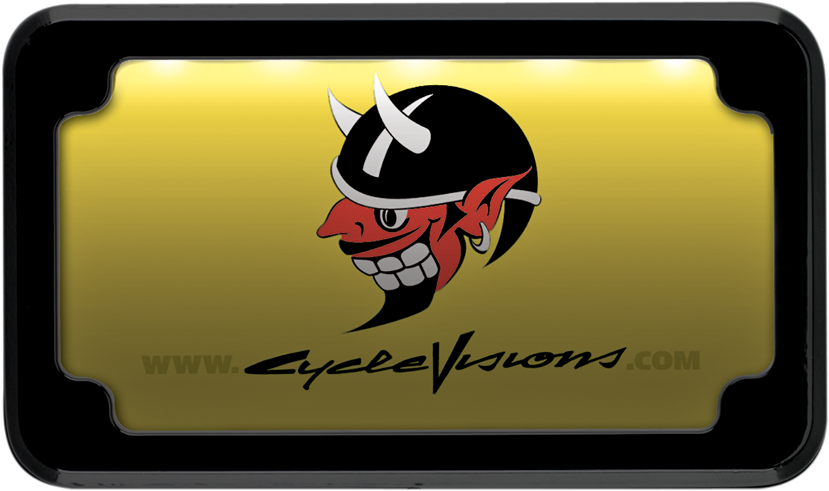 CYCLE VISIONS Beveled License Plate Frame - Black - with Plate Light CV-4616B