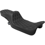 DRAG SPECIALTIES Predator III Seat - Extended Reach - Double Diamnd - Silver Stitching - FLH/FLT '08-'24 0801-1924