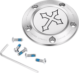 FIGURATI DESIGNS Timing Cover - 5 Hole - Cross - Stainless Steel FD41-TC-5H-SS