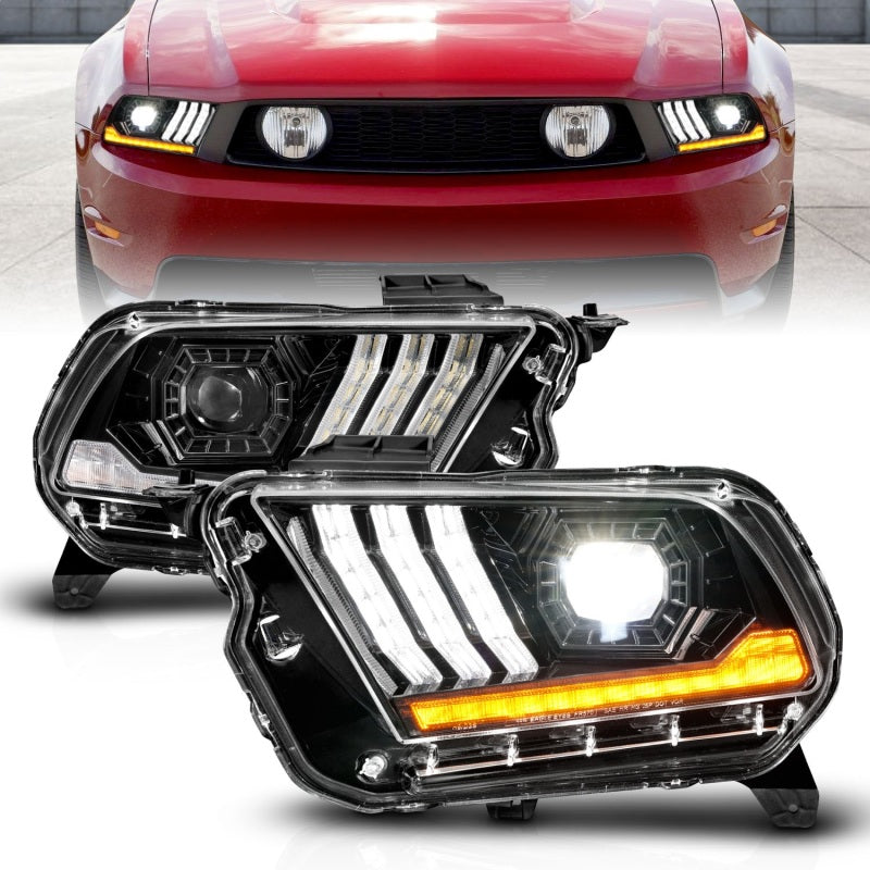 ANZO 10-14 Ford Mustang LED Projector Headlights w/Sequential Light Tube (NON HID Compatible) 121577