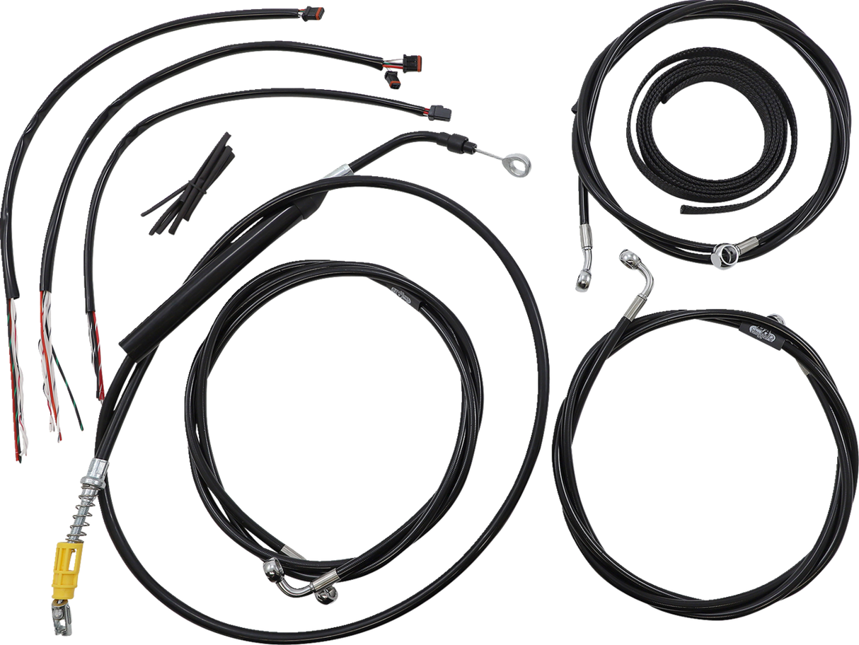 LA CHOPPERS Handlebar Cable/Brake Line Kit - Complete - 15" - 17" Ape Hanger Handlebars - Black Vinyl LA-8056KT2-16B