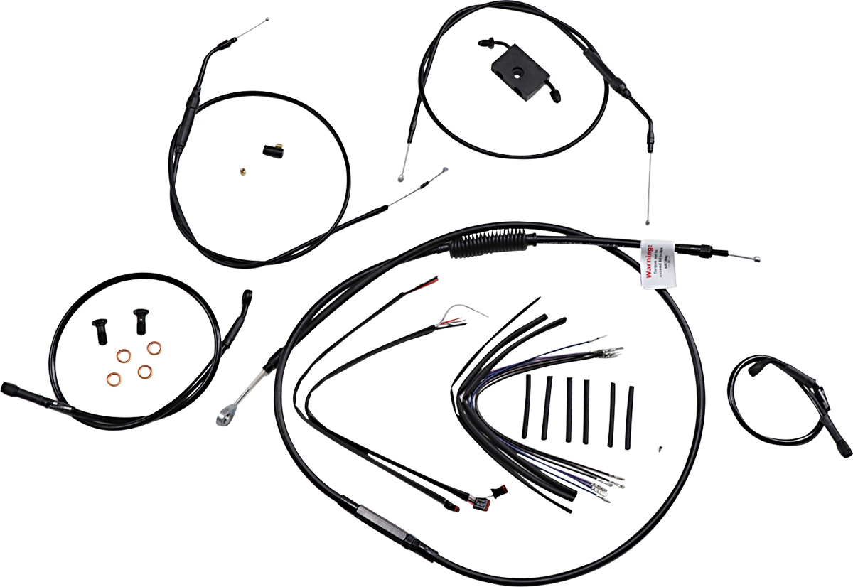 BURLY BRAND Handlebar Cable and Brake Line Kit - Extended - Sportsters - 14" Ape Hanger Handlebars - ABS B30-1230