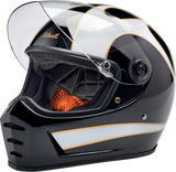 BILTWELL Lane Splitter Helmet - Gloss Black/White Flames - Small 1004-570-502