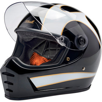 BILTWELL Lane Splitter Helmet - Gloss Black/White Flames - XS 1004-570-501