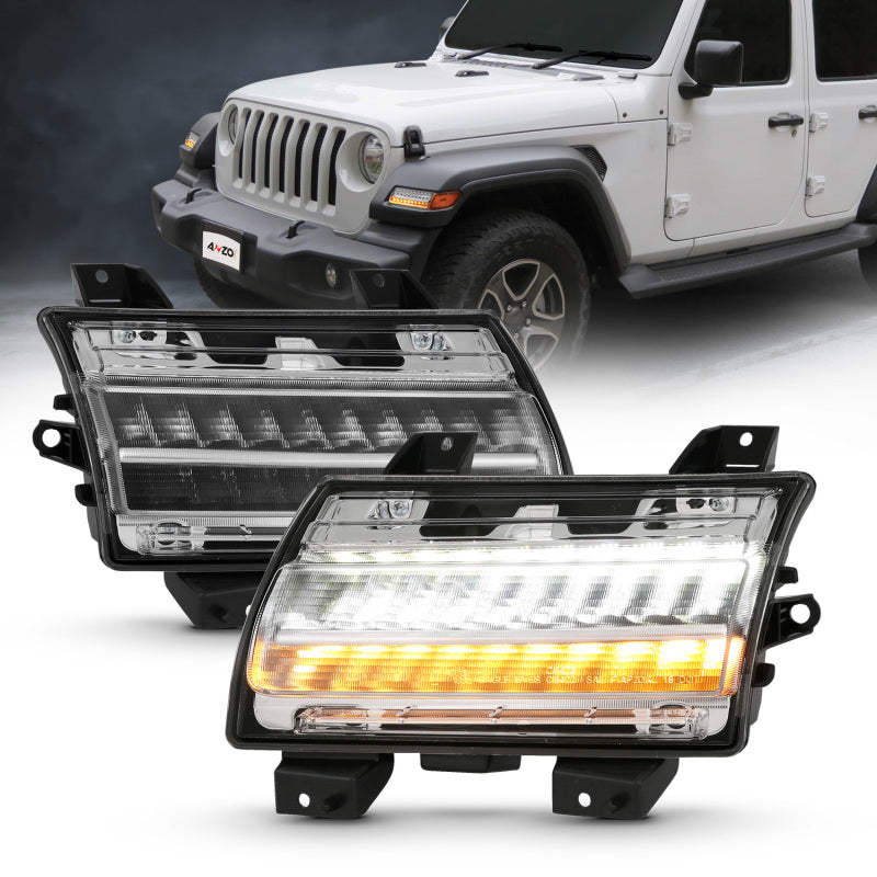 ANZO 18-19 Jeep Wrangler JL Halogen Chrome Clear w/ Sequential Signal 511083