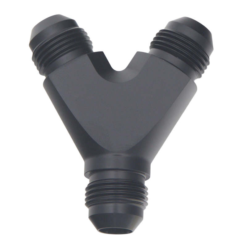 DeatschWerks 8AN Male Flare to 8AN Male Flare to 8AN Male Flare Y Fitting - Anodized Matte Black 6-02-0706-B