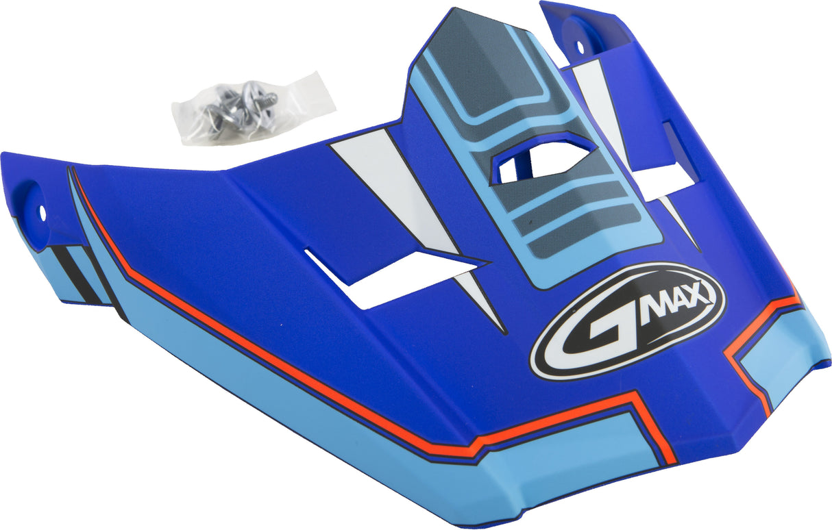 GMAX Visor W/Screws Uncle Mx-46 Matte Blue/Hi-Vis Red Md-2x G046828