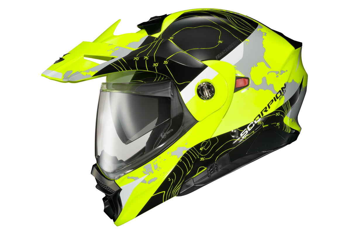 SCORPION EXO Exo-At960 Modular Helmet Topographic Hi-Vis/Black 3x 96-1058