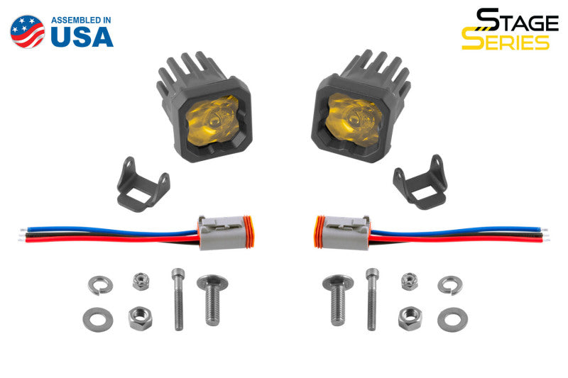 Diode Dynamics Stage Series C1 LED Pod Sport - Yellow Flood Standard ABL (Pair)