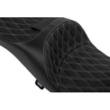 DRAG SPECIALTIES SEATS  Extended Reach Freedom Seat - Vinyl - Double Diamond - Silver Stitch - FLT/FLH '09-'24 0801-1981