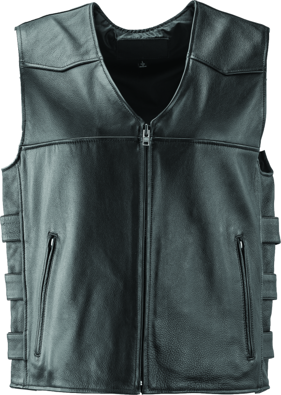 River Road Plains Leather Vest Black - 4XL 94411