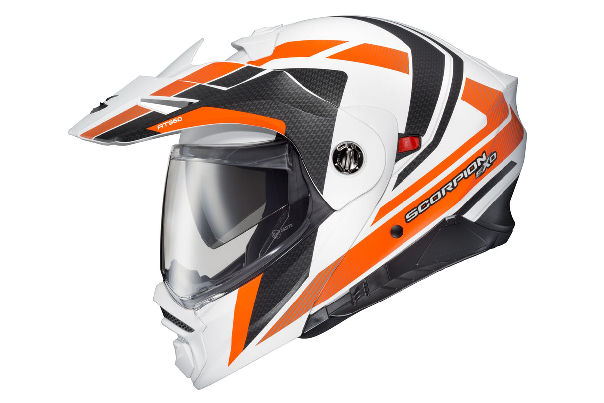 SCORPION EXO Exo-At960 Modular Helmet Hicks White/Orange 3x 96-1158