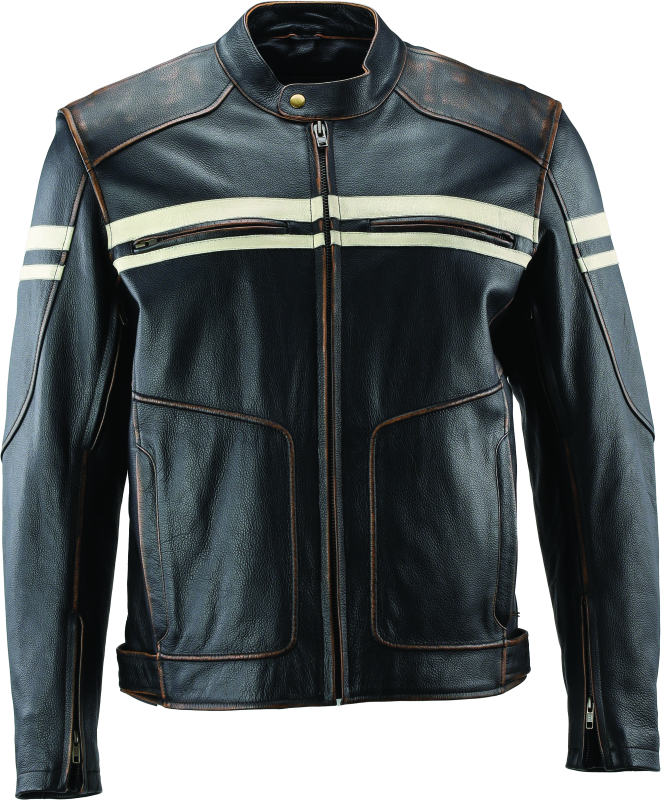 River Road Hoodlum Vintage Leather Jacket Black - 3XL 94387