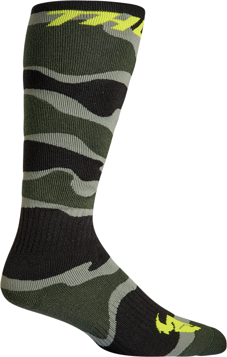 THOR Youth MX Camo Socks - Green/Acid - Size 1-6 3431-0660