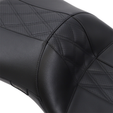 LE PERA Maverick Daddy Long Legs Seat - Black W/Black HR Inlay Double Diamond - FLH LK-957DLHR2