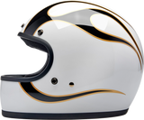 BILTWELL Gringo Helmet - Flames - White/Black - Large 1002-561-504