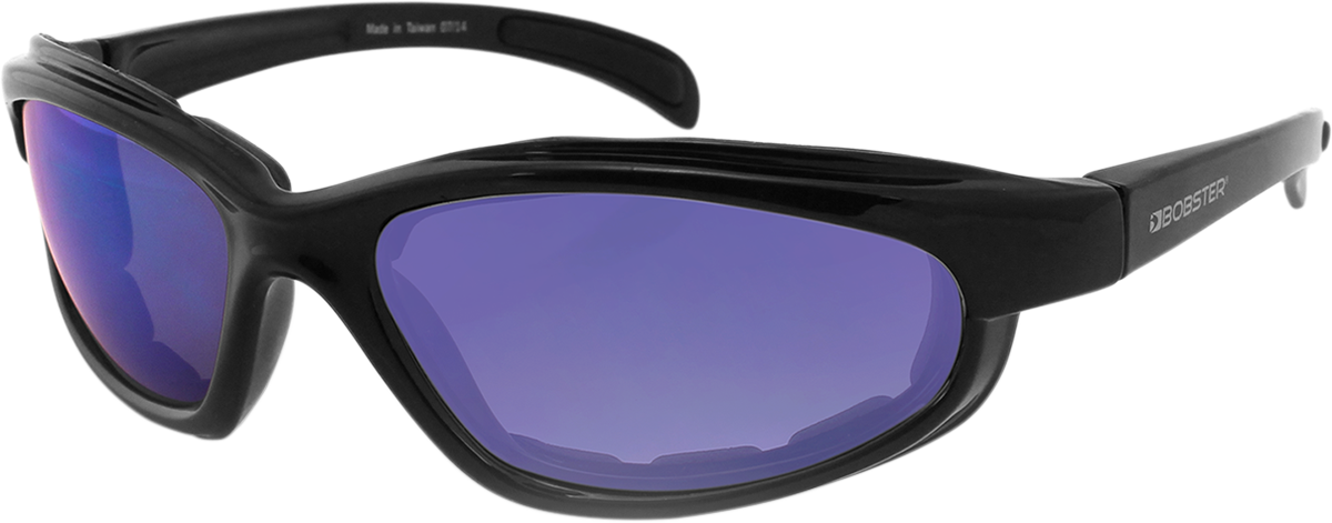 BOBSTER Fat Boy Sunglasses - Gloss Black - Smoke Cyan Mirror EFB001SB