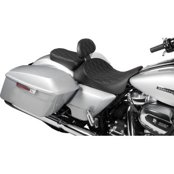 DRAG SPECIALTIES Rear Solo Seat - Wide - Double Diamond - Black Stitch - FLH/FLT '97-'23 0801-1957