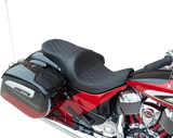 DRAG SPECIALTIES Low Profile Touring Seat - Double Diamond - Black Stitch - Solar Reflective - '14-'22 Indian 0810-2274