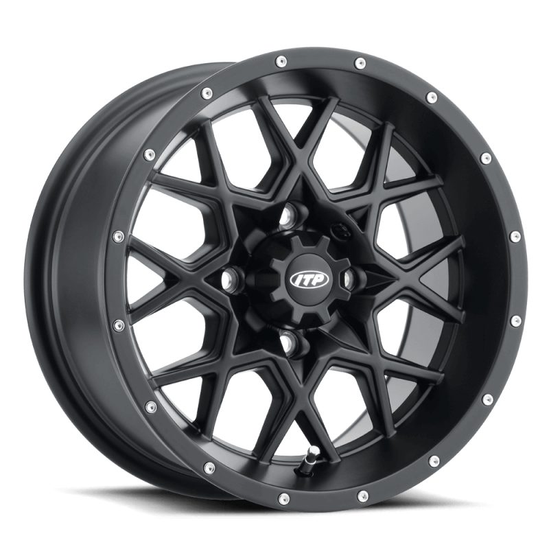 ITP Hurricane 12x7 / 4x137 BP / 5+2 Offset Matte Black Wheel 1228633536B