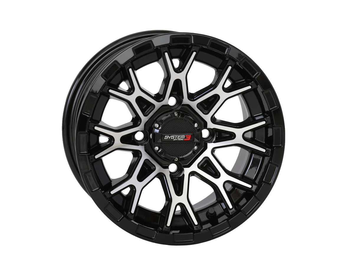 SYSTEM 3 St6 Wheel 12x7 4+3 (+10mm) 4/110 Gloss Black/Machined 12S3-6010