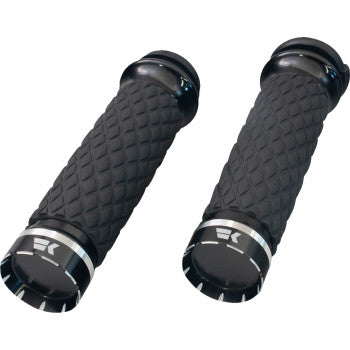 KHROME WERKS Grips - Tracer - Custom Contour - Diamond - Black 500320