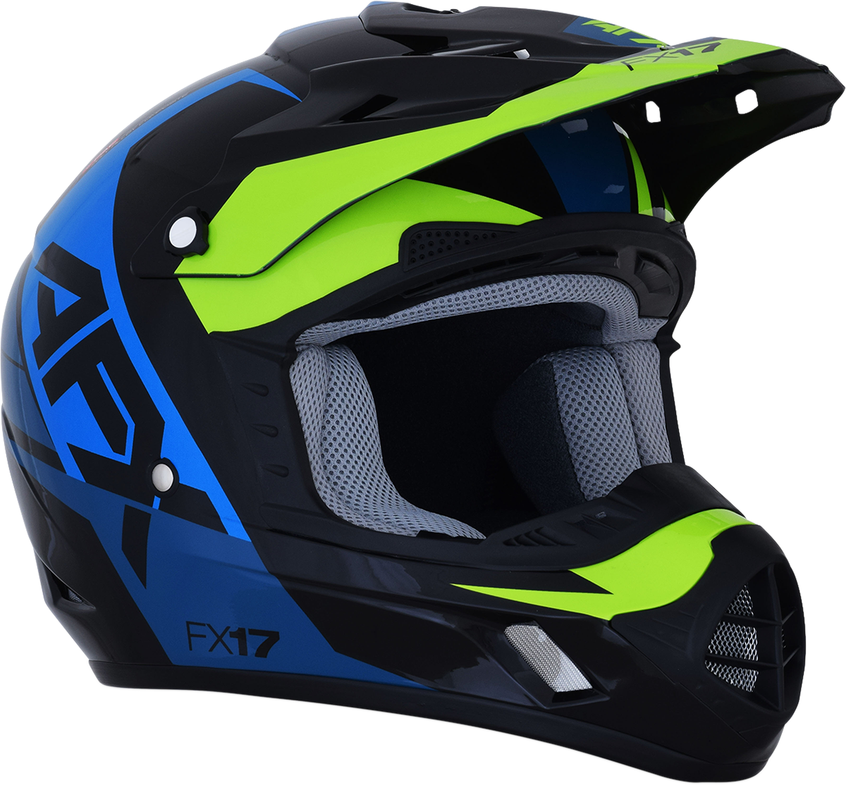 AFX FX-17 Helmet - Aced - Blue/Lime - Large 0110-6501