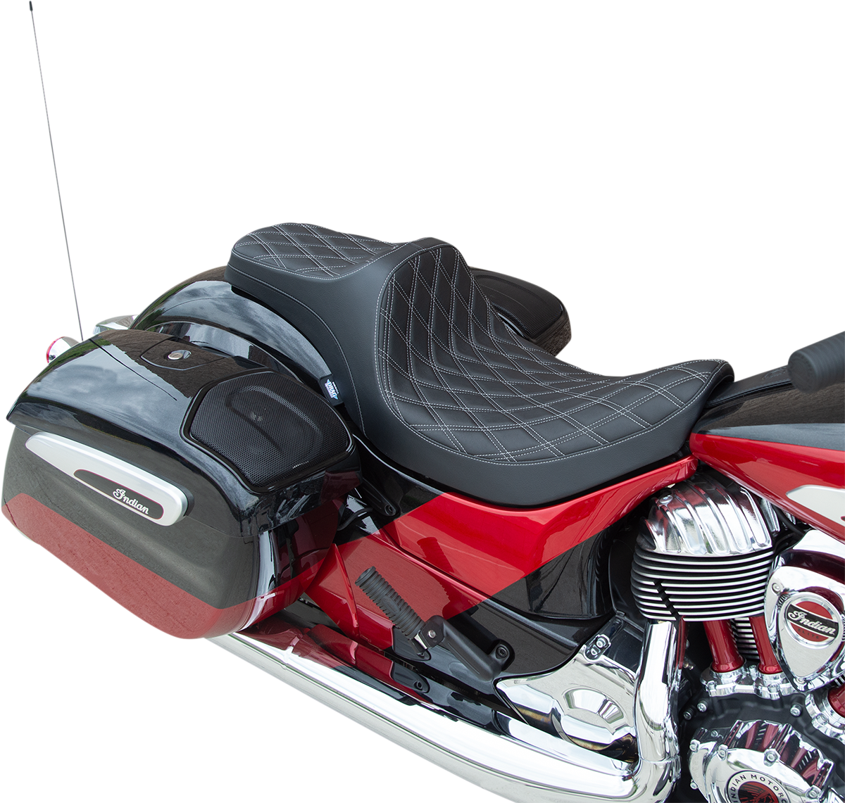 DRAG SPECIALTIES Predator III Seat - Double Diamond - Silver Stitching - Vinyl - '14-'22 Indian 0810-2263