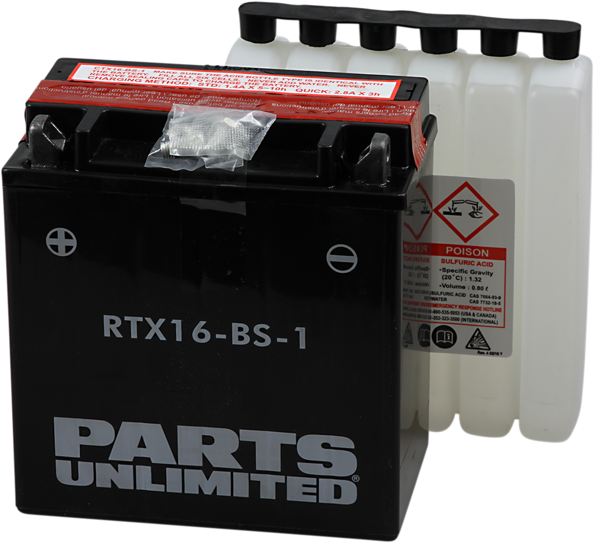 Parts Unlimited Agm Battery - Ytx16-Bs-1 .8 L Ctx16-Bs-1