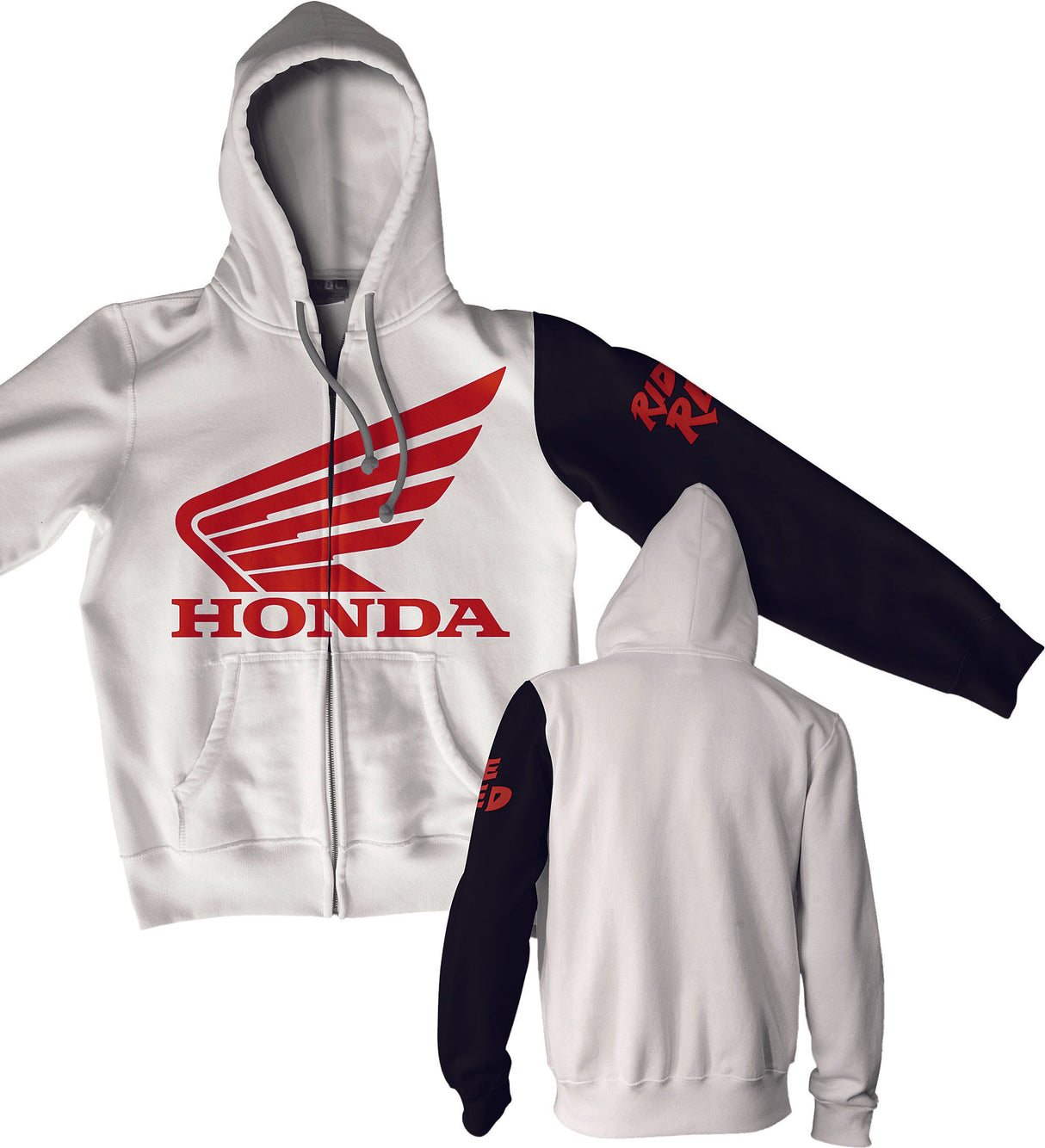 D-COR Honda Stamp Zip Hoodie White/Black Xl 80-202-4