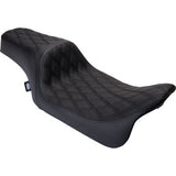 DRAG SPECIALTIES Asiento Predator 1Up - Vinilo - Doble puntada negra diamante - FLH '08-'23 0801-1483 