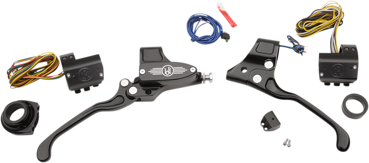 PERFORMANCE MACHINE (PM) Handlebar Control Set - Cable - 9/16" Master Cylinder - Black 0062-4019-BM