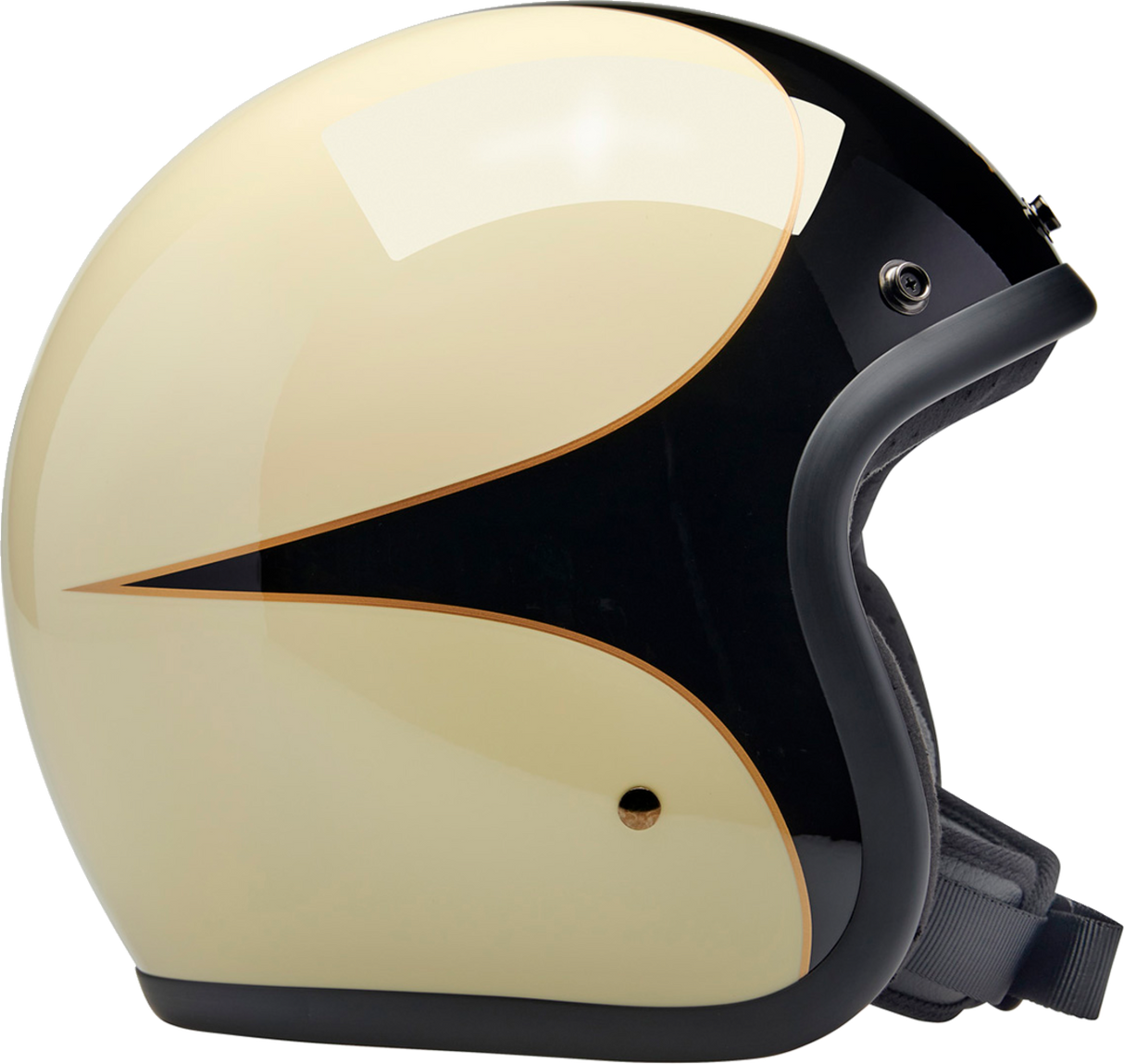 BILTWELL Bonanza Helmet - Gloss Vintage White/Black Scallop - Medium 1001-559-203