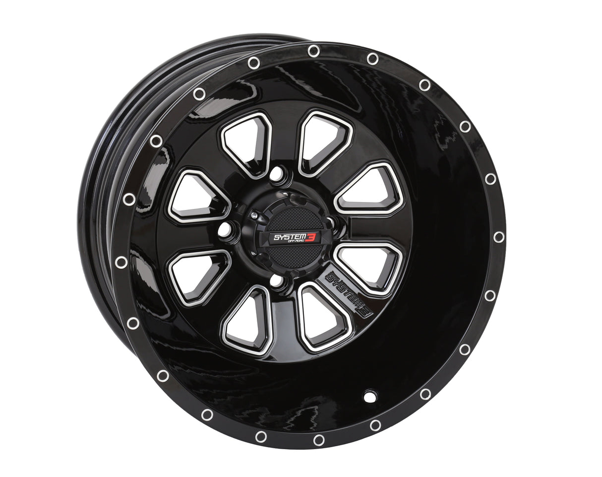 SYSTEM 3 St4 Wheel 14x7 2+5 (-47mm) 4/110 Gloss Black/Machined 14S3-4111