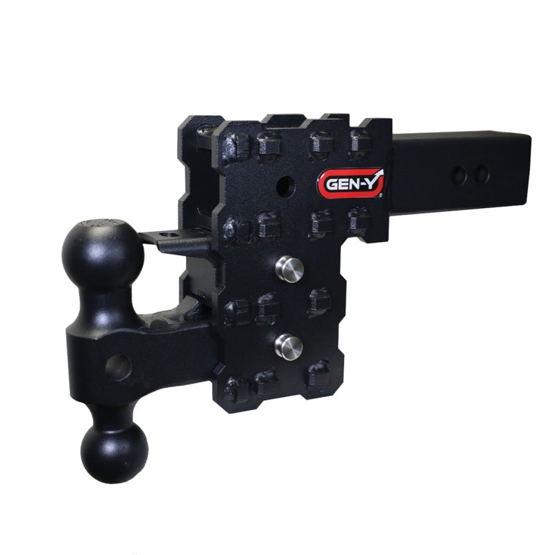 Gen-Y Phantom-X 2.5in Solid Shank 5in Drop 1.6K TW 16K Hitch w/GH-051 Dual-Ball & GH-032 Pintle Lock GH-2423X